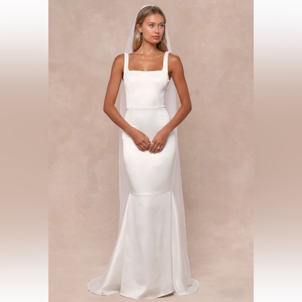 Lulu's Satin Backless Mermaid Wedding Dress